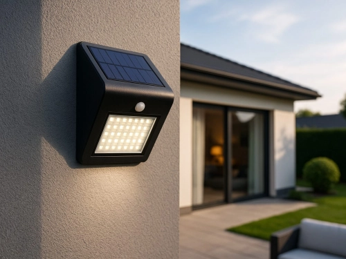 Lampa elewacyjna solarna led z czujnikiem zmierzchu naścienna kinkiet