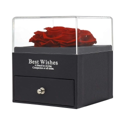 Wieczna róża w pudełku prezent szkatułka szufladka na naszyjnik biżuterię