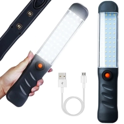 Mocna latarka warsztatowa lampa 48 led cob usb hak magnes akumulatorowa — Czarny