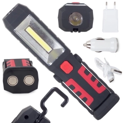 Lampa warsztatowa 3w1 LED COB z akumulatorem praktyczna i wygodna