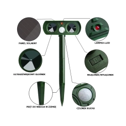 Odstraszacz zwierząt solarny ultradźwiękowy krety