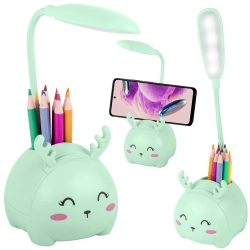 Lampka nocna dla dzieci LED USB Organizer Stojak Telefon do Czytania Nauki