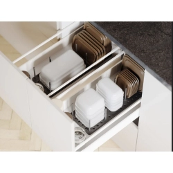 Wkład do szuflady na garnki przykrywki pojemniki organizer rozsuwany stojak