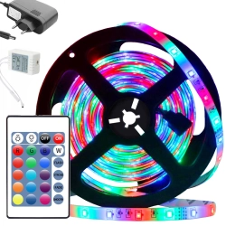 Taśma led 3528 rgb 4,5m wodoodporna pilot zestaw Verk Group