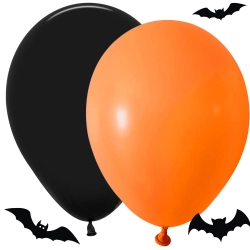 Zestaw balonów halloween czarne pomarańczowe 20szt — Czarno - pomarańczowy