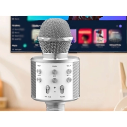 Mikrofon bezprzewodowy bluetooth głośnik karaoke okrągły z etui różne tryby