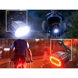 Lampka rowerowa światło przód tył led na rower kierownicę mocna usb jasna