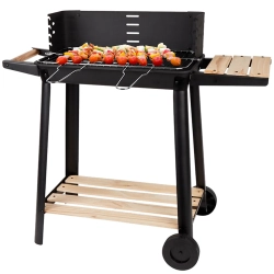 Grill ogrodowy duży węglowy BBQ regulowany ruszt półki koła przenośny