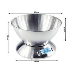 Waga kuchenna elektroniczna cyfrowa z misą miska 5kg lcd srebrna metalowa