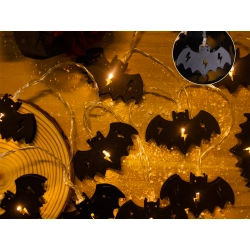 Lampki nietoperz 10 led wiszące halloween 200cm świecąca dekoracja ozdoba