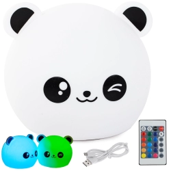 Lampka nocna dla dzieci panda rgb pilot led usb