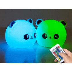 Lampka nocna dla dzieci panda rgb pilot led usb