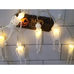 Łańcuch świetlny girlanda led halloween szkielet 2m 10 szkieletów wisząca