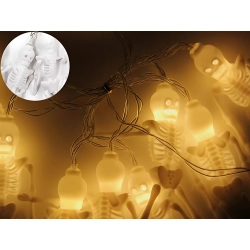 Łańcuch świetlny girlanda led halloween szkielet 2m 10 szkieletów wisząca