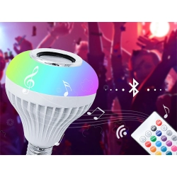 Żarówka kolorowa led rgb głośnik bluetooth pilot