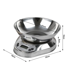 Elektroniczna waga kuchenna z misą 5kg/1g cyfrowa precyzyjna metalowa