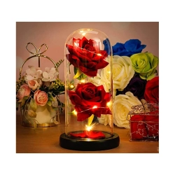 Wieczna róża w szkle świecąca led rgb prezent na okazję dla kobiet czerwona