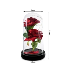 Wieczna róża w szkle świecąca led rgb prezent na okazję dla kobiet czerwona