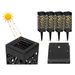 Lampa lampy ogrodowa solarna ozdobna zestaw 4 sztuki czujnik zmierzchu - zdjęcie 11