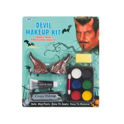 Zestaw do makijażu twarzy diabeł devil na halloween makeup rogi przebranie