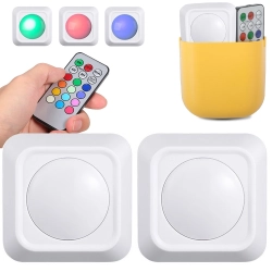 Lampka bezprzewodowa lampa nocna lampki RGB LED z pilotem na baterie 2 sztuki