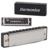 Harmonijka ustna C dur 10 kanałów metalowa z praktycznym etui