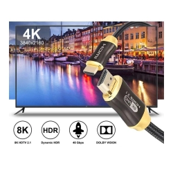 Kabel przewód hdmi 2.1 video ultra high speed 8k 60hz 4k 120hz hq gold 2m