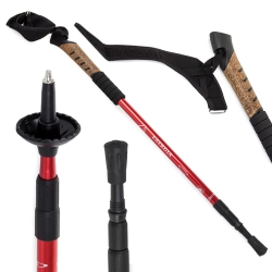 Czerwony kij Nordic Walking z korkową rączką dla wygodnego treningu