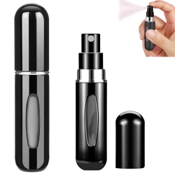 Atomizer podróżny z rozpylaczem do perfum flakon 5ml dozownik na perfumy - czarny błyszczący z okienkiem