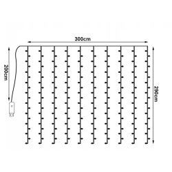 Kurtyna świetlna 300 led na okno wewnętrzna girlanda barwa zimna pilot 3m