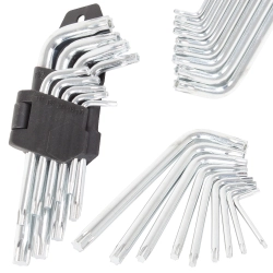 Zestaw 9 kluczy imbusowych 1,5-10 mm i torx do precyzyjnych napraw - chromowane klucze torx z uchwytem - wariant 5295