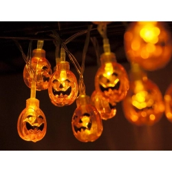 Lampki 10 led wiszące dynie halloween 200cm świecąca dekoracja ozdoba dynia