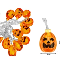 Lampki 10 led wiszące dynie halloween 200cm świecąca dekoracja ozdoba dynia