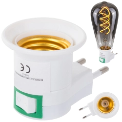 Adapter przejściówka z wyłącznikiem 230V do żarówek E27 dla wygody użytkowania