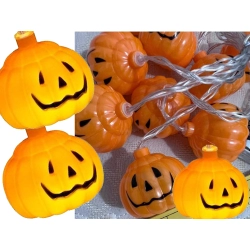 Lampki dynie 10 led wiszące halloween 200cm świecąca dekoracja ozdoba dynia