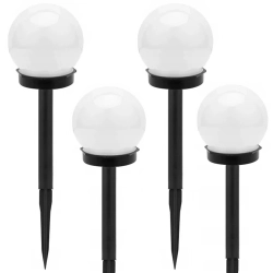 4x lampa solarna ogrodowa kula biała wbijana 10 cm Verk Group