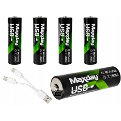 Akumulatorki baterie paluszki AA Li-Ion 1,5V 2200mWh 4 sztuki ładowane USB-C