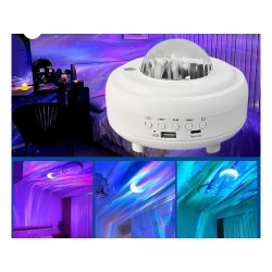 Lampka nocna led projektor gwiazd rzutnik zorza nieba głośnik bluetooth