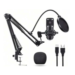 Mikrofon studyjny usb pojemnościowy zestaw statyw pop filtr kardioidalny