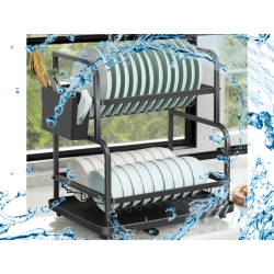 Suszarka do naczyń talerzy sztućców kubków dwupoziomowa ociekacz z tacką