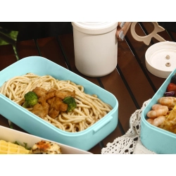 Śniadaniówka z przegródkami piętrowy pojemnik xxl sztućce lunchbox 1400ml