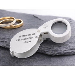Lupa jubilerska powiększenie 40x kieszonkowa składana 25mm dioda 9 led — zdjęcie 9