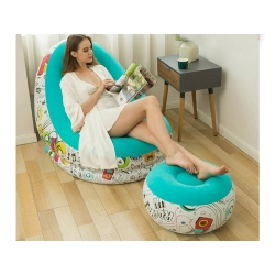 Fotel ogrodowy leżak dmuchany pompowany pufa na plażę podnóżek wygodny