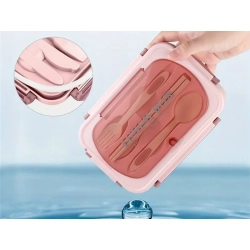 Lunchbox śniadaniówka pojemnik na śniadanie obiad z przegródkami sztućce — zdjęcie 2