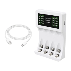 Ładowarka do akumulatorków AA i AAA Verk Group z 4 akumulatorkami AA i kablem USB-C