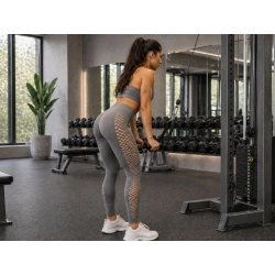 Legginsy damskie push up modelujące wysoki stan fitness siłownia szare l/xl