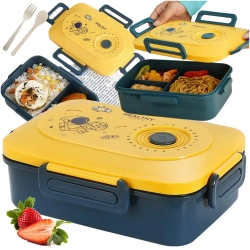 Lunchbox śniadaniówka pojemnik na śniadanie obiad z przegródkami sztućce Verk Group - żółta pokrywka z astronautą