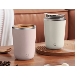 Kubek samomieszający 350ml stalowy termos na zimne i gorące smycz usb