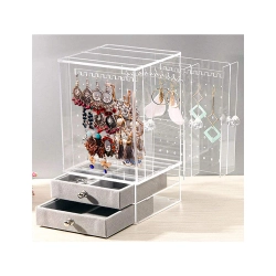 Organizer na biżuterię szkatułka ekspozytor zamsz