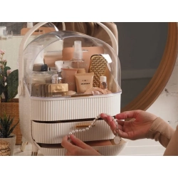 Organizer na kosmetyki z szufladami kuferek pojemny duży uchwyt elegancki